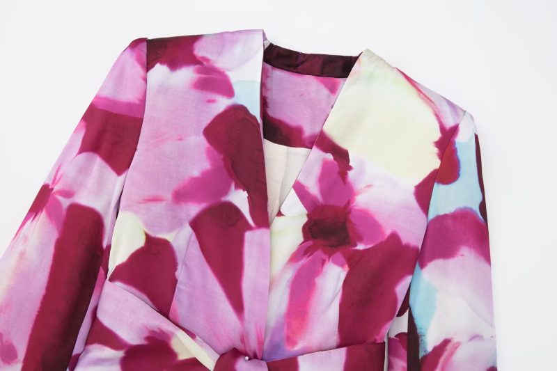 Summer Sexy Women Wear Collared Print Long Sleeve Narrow Shirt - Image 5