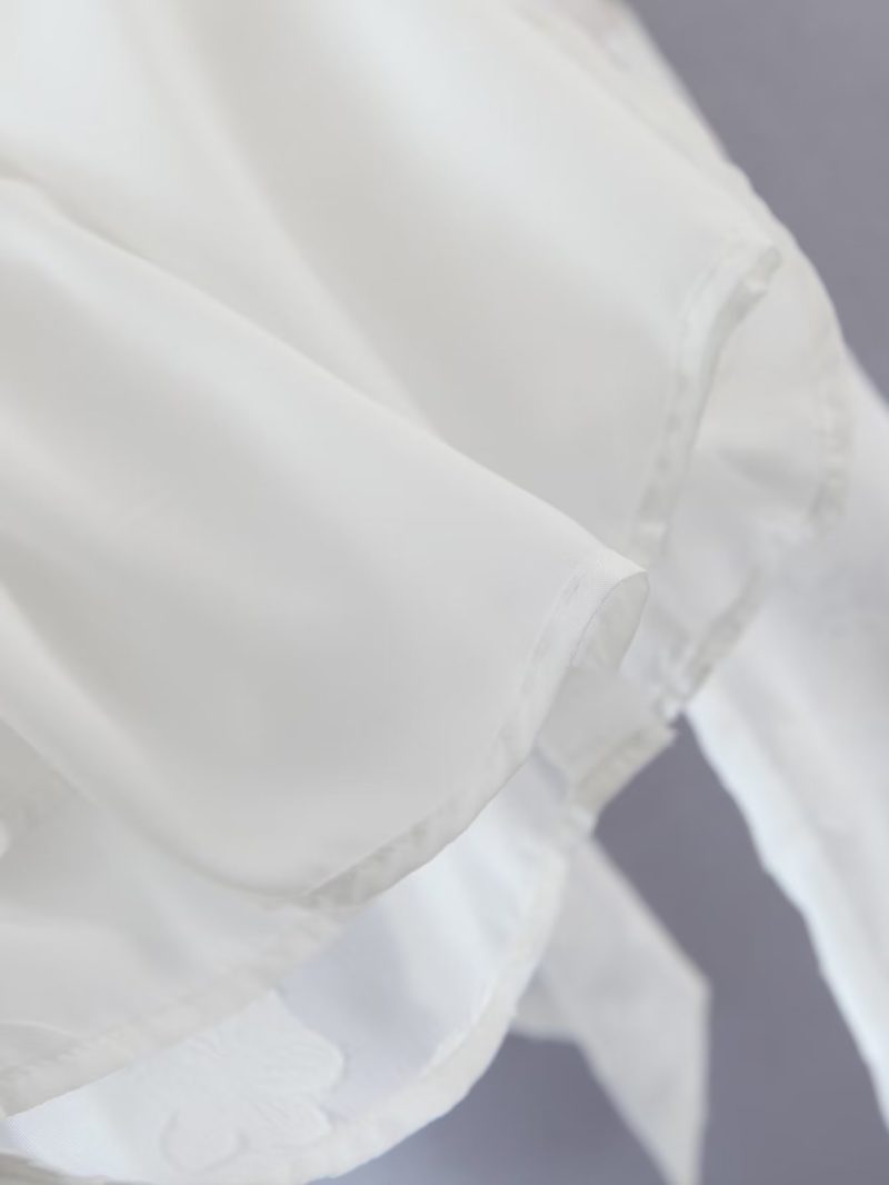 Fresh Sweet V neck Lace up Cut Floral Chiffon Shirt Vigorous Girl Blouse Spring Summer Long Sleeve Women Clothing - Image 9