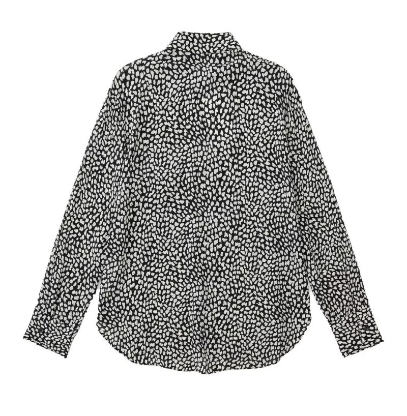 Women Clothing Animal Pattern Printed Silk Satin Textured Shirt - Image 3