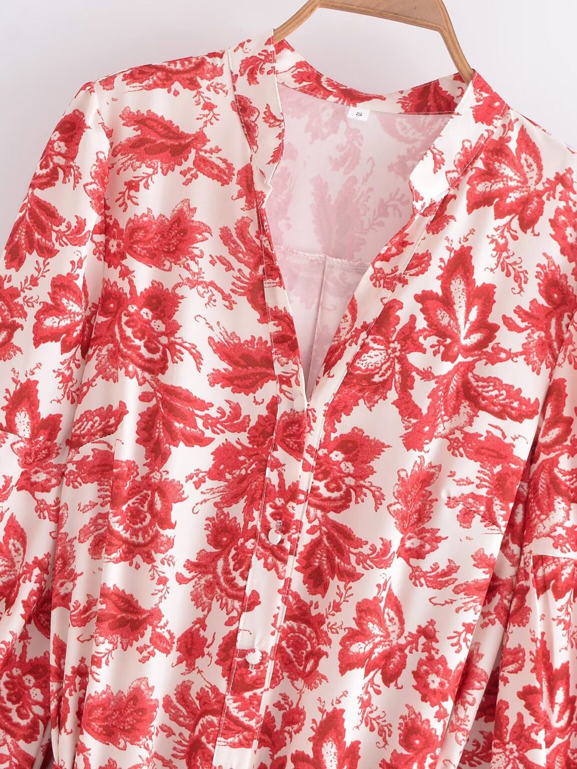 Fall Women V neck Long Sleeved Printed Dress - Image 2