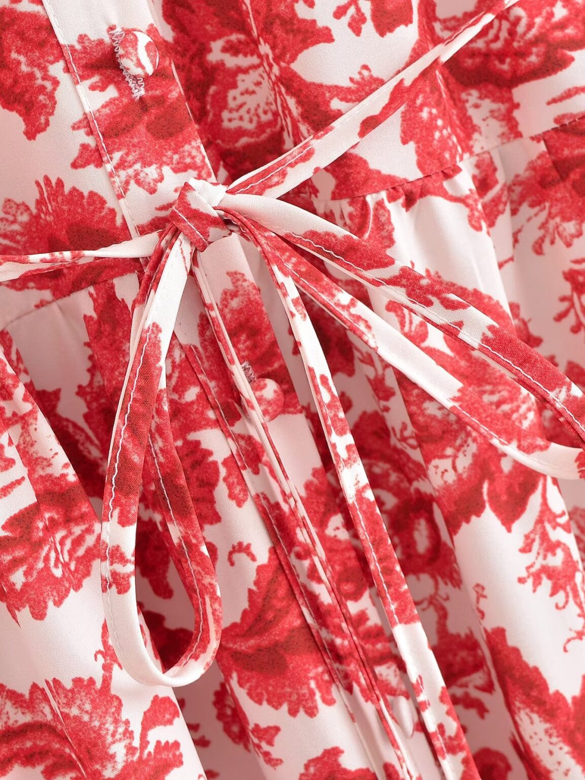 Fall Women V neck Long Sleeved Printed Dress - Image 5