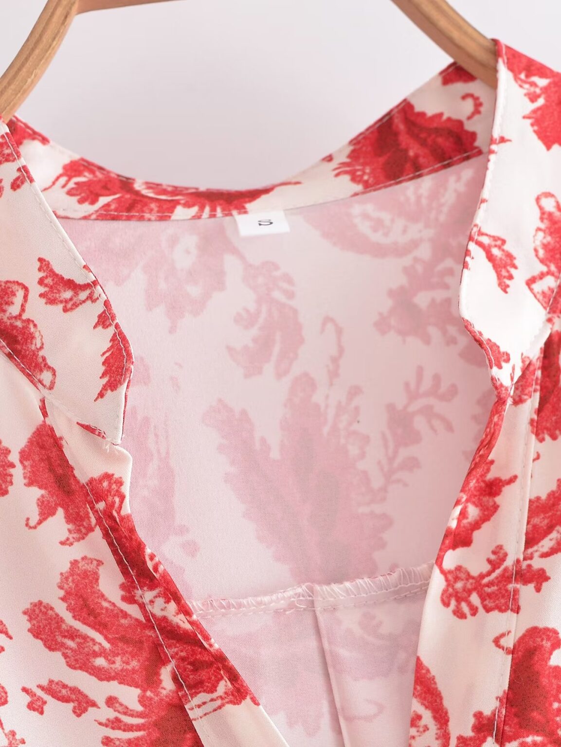 Fall Women V neck Long Sleeved Printed Dress - Image 7