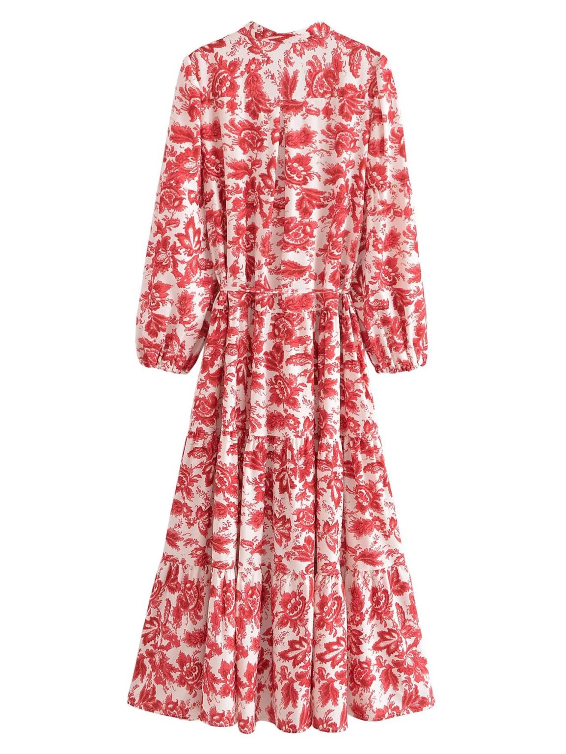 Fall Women V neck Long Sleeved Printed Dress - Image 13