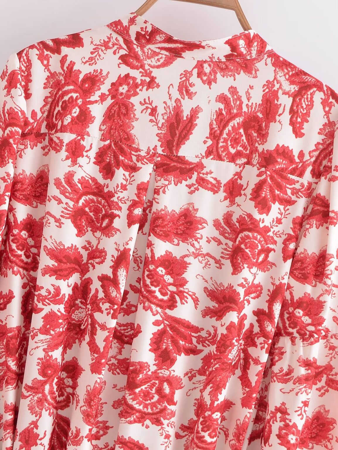 Fall Women V neck Long Sleeved Printed Dress - Image 14