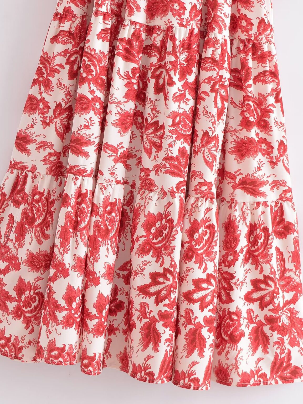 Fall Women V neck Long Sleeved Printed Dress - Image 15