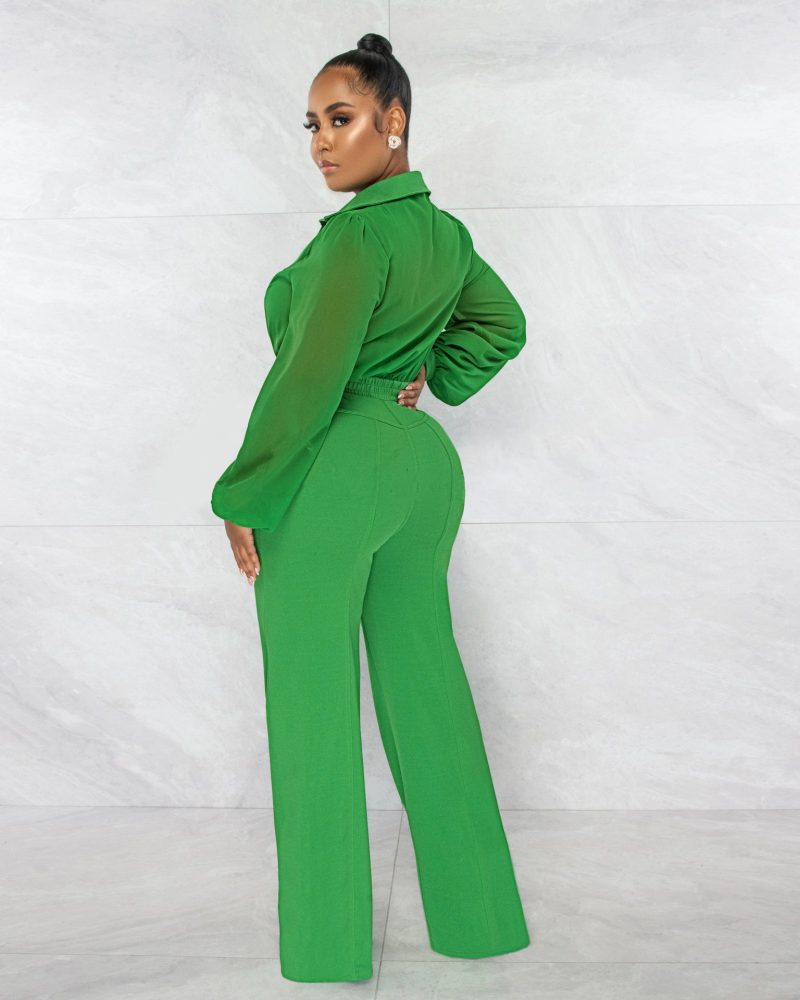 Women Clothing Autumn See through Chiffon Knitted Jumpsuit - Image 4