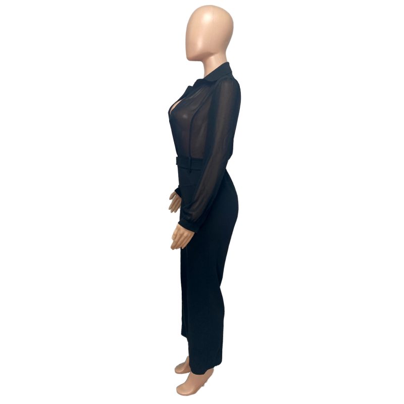 Women Clothing Autumn See through Chiffon Knitted Jumpsuit - Image 6
