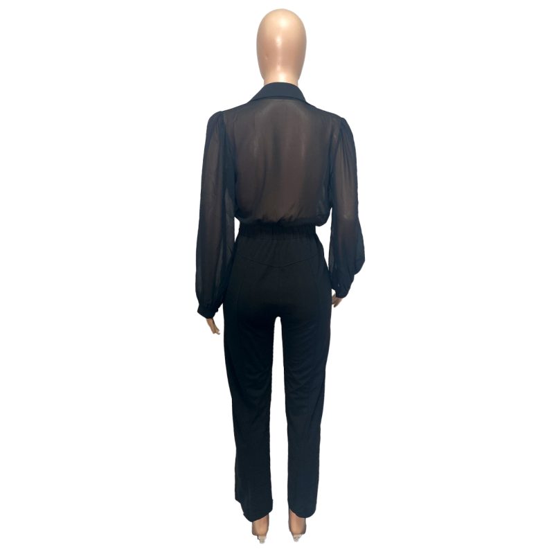 Women Clothing Autumn See through Chiffon Knitted Jumpsuit - Image 7