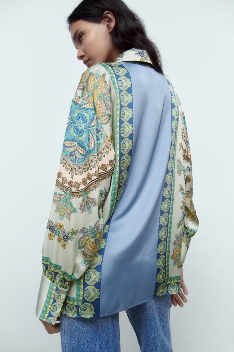 Women Clothing Autumn Printed Drape Shirt - Image 2
