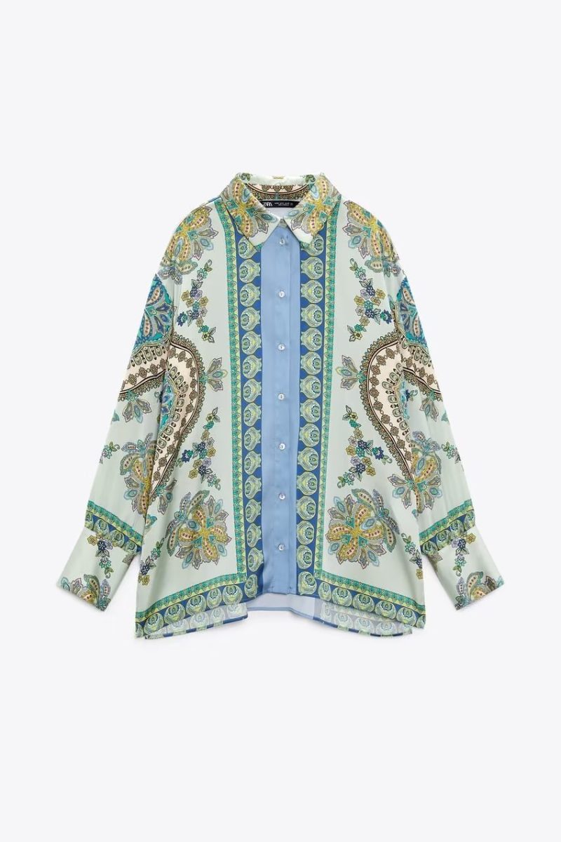Women Clothing Autumn Printed Drape Shirt - Image 3