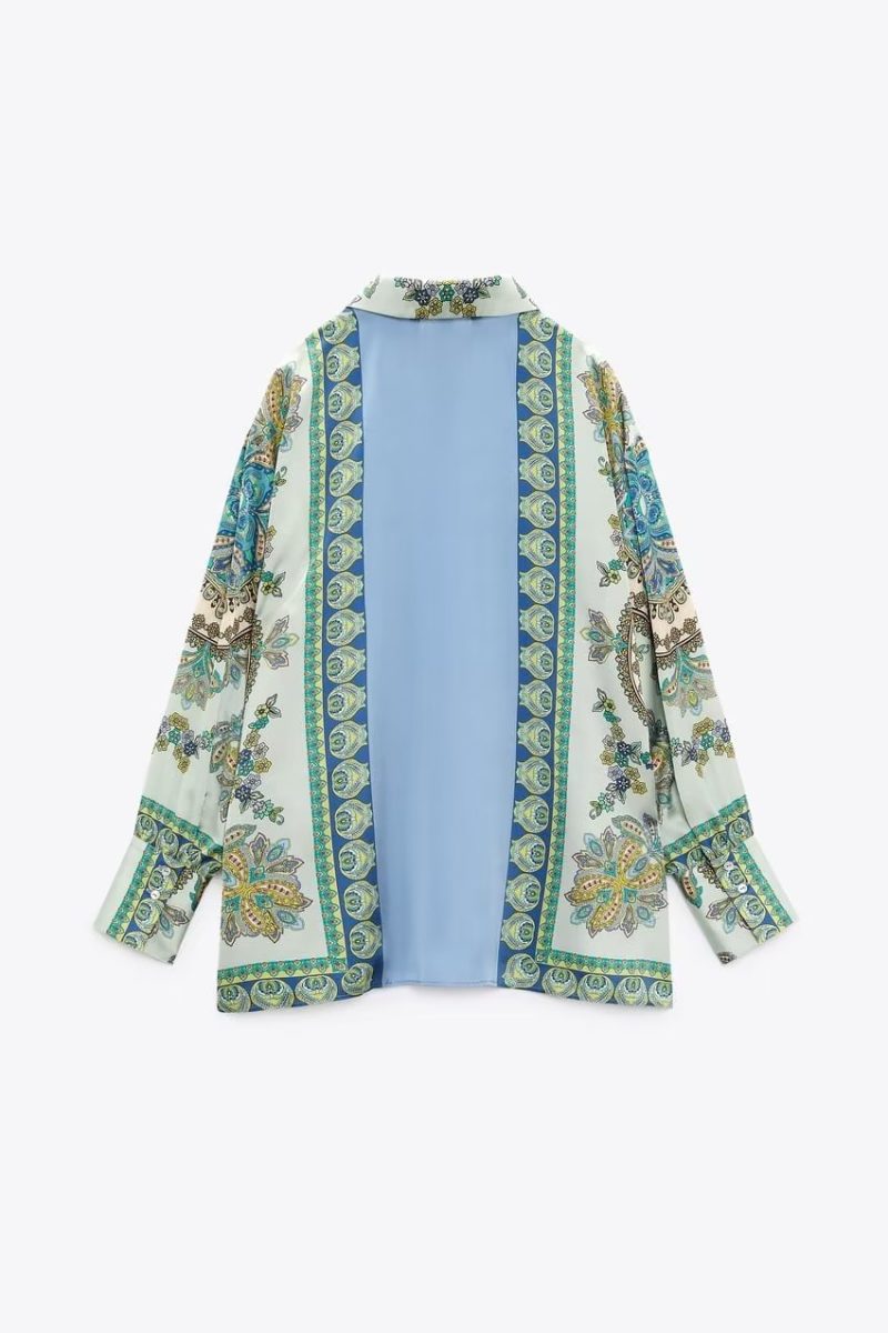 Women Clothing Autumn Printed Drape Shirt - Image 4