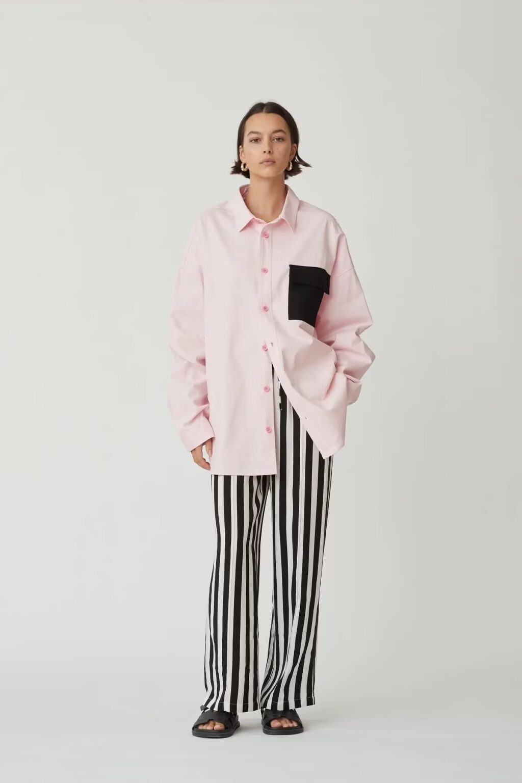 Women Clothing Mid Length Loose Shirt Spring Casual Long Sleeve Single Breasted Pocket Shirt - Image 4