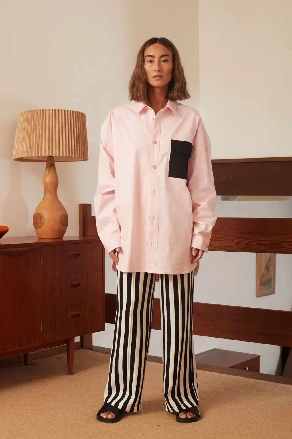 Women Clothing Mid Length Loose Shirt Spring Casual Long Sleeve Single Breasted Pocket Shirt - Image 5
