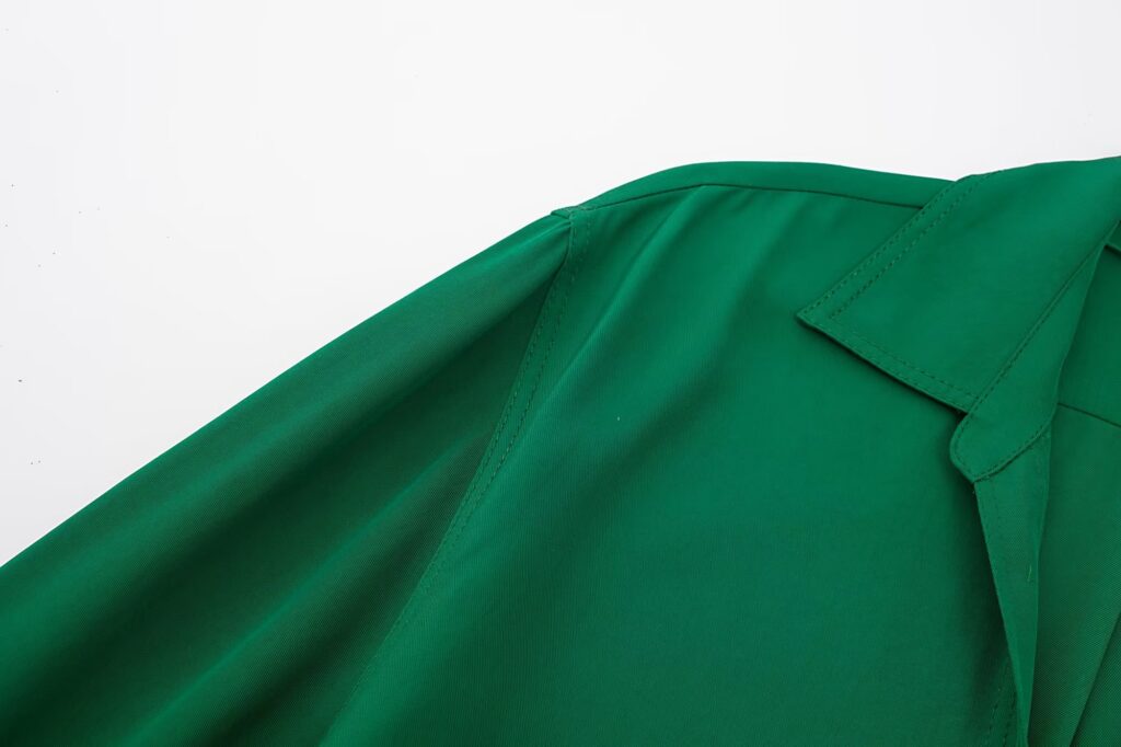Autumn Retro Collared Long Sleeve Single Breasted Green Loose Shirt Women - Image 4