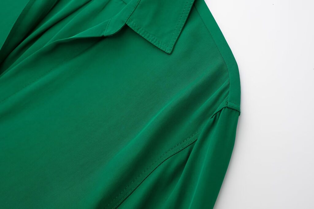 Autumn Retro Collared Long Sleeve Single Breasted Green Loose Shirt Women - Image 5