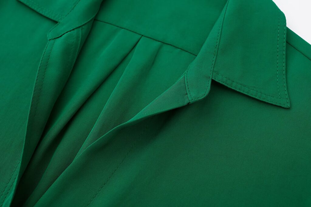 Autumn Retro Collared Long Sleeve Single Breasted Green Loose Shirt Women - Image 6