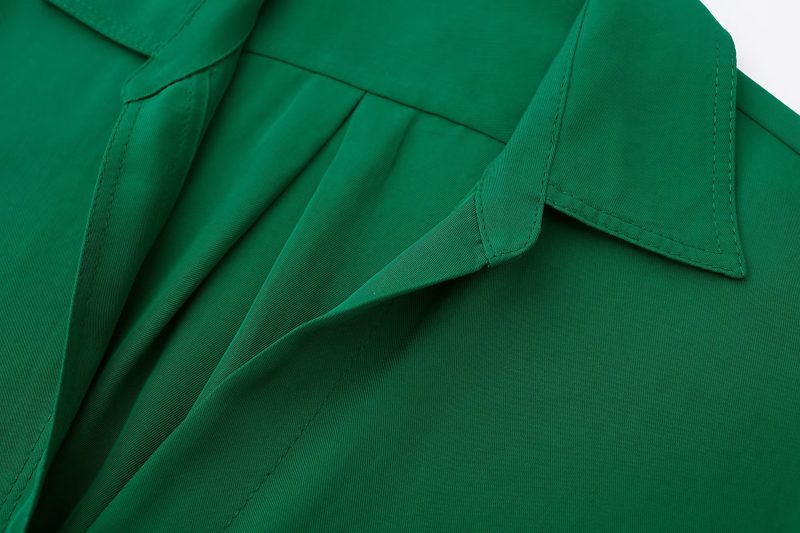 Autumn Retro Collared Long Sleeve Single Breasted Green Loose Shirt Women - Image 6