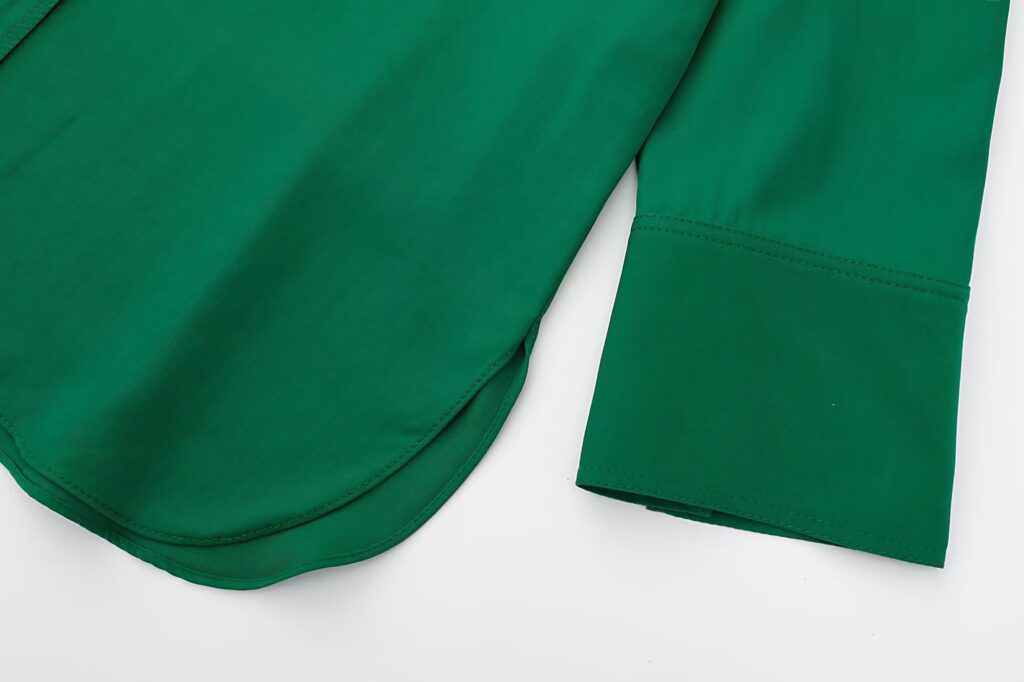 Autumn Retro Collared Long Sleeve Single Breasted Green Loose Shirt Women - Image 7
