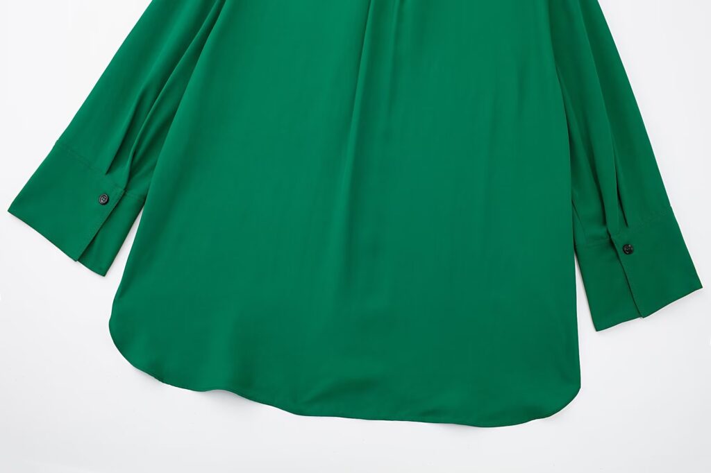 Autumn Retro Collared Long Sleeve Single Breasted Green Loose Shirt Women - Image 10