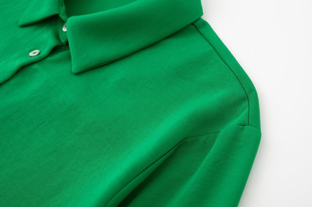Fall Women Clothing Long Sleeved Green Drape Shirt - Image 4