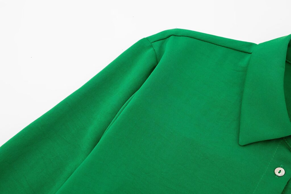 Fall Women Clothing Long Sleeved Green Drape Shirt - Image 7