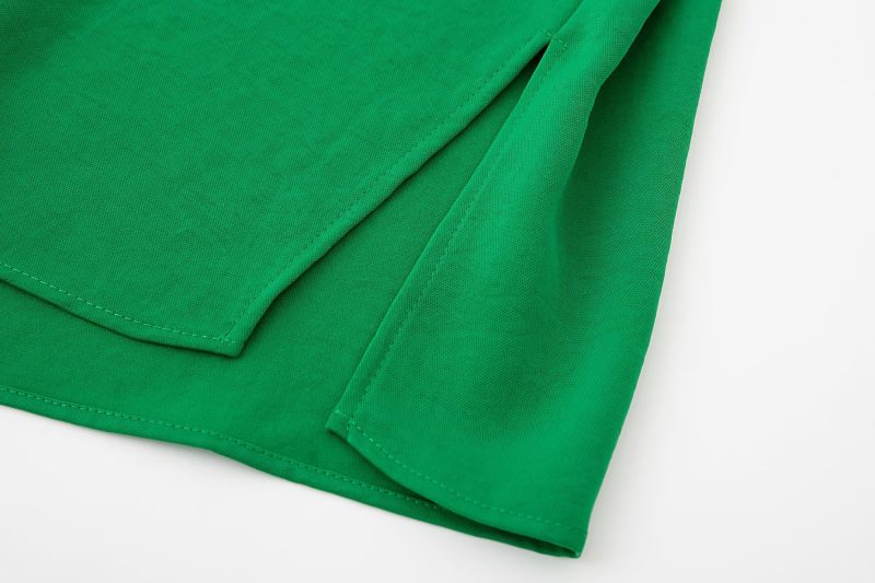 Fall Women Clothing Long Sleeved Green Drape Shirt - Image 9