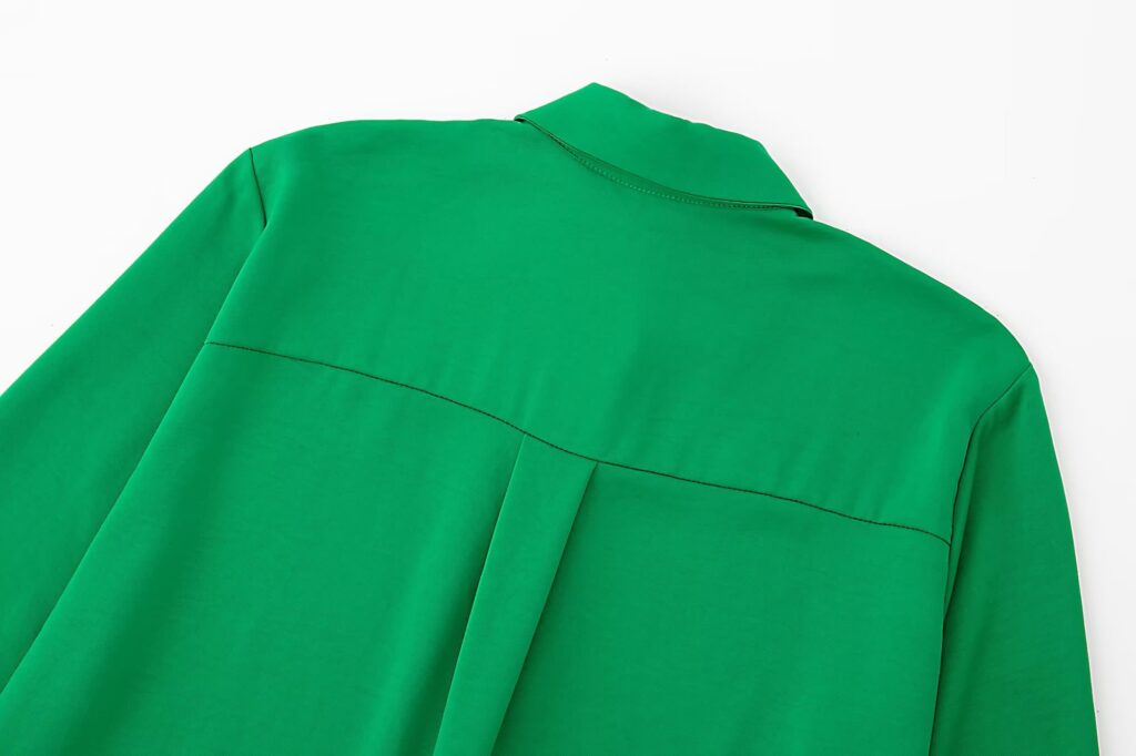Fall Women Clothing Long Sleeved Green Drape Shirt - Image 11