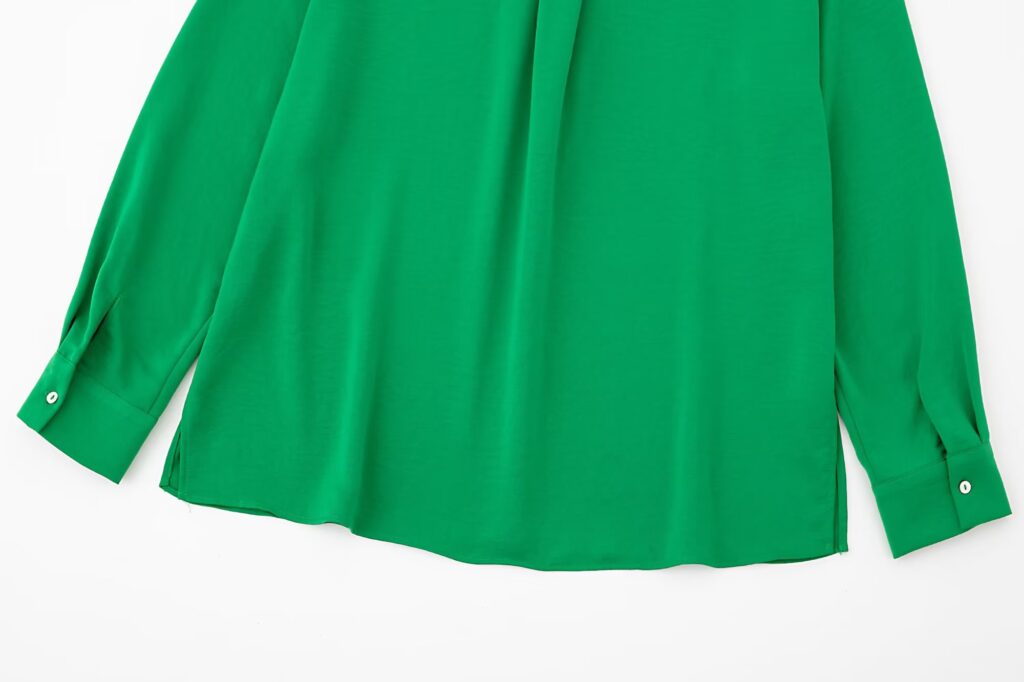Fall Women Clothing Long Sleeved Green Drape Shirt - Image 12