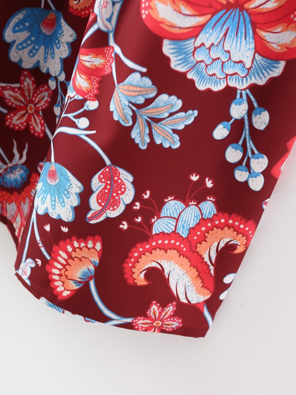 Fall Women Clothing Holiday V neck Long Sleeve Floral Print Mid Length Dress - Image 7