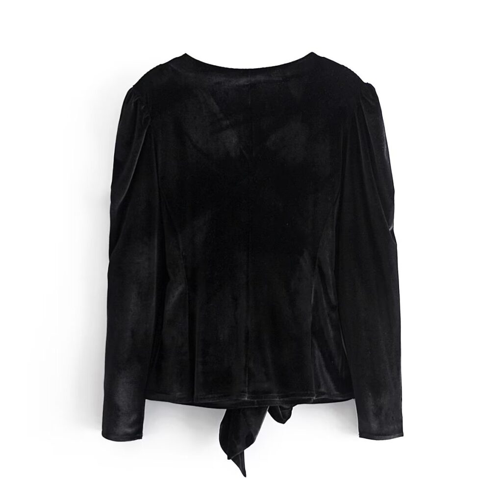 Fall Women Clothing Velvet Blouse Long Sleeve Shirt Women - Image 3