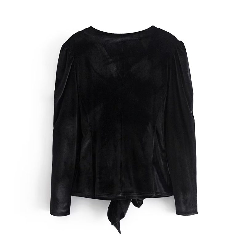 Fall Women Clothing Velvet Blouse Long Sleeve Shirt Women - Image 3