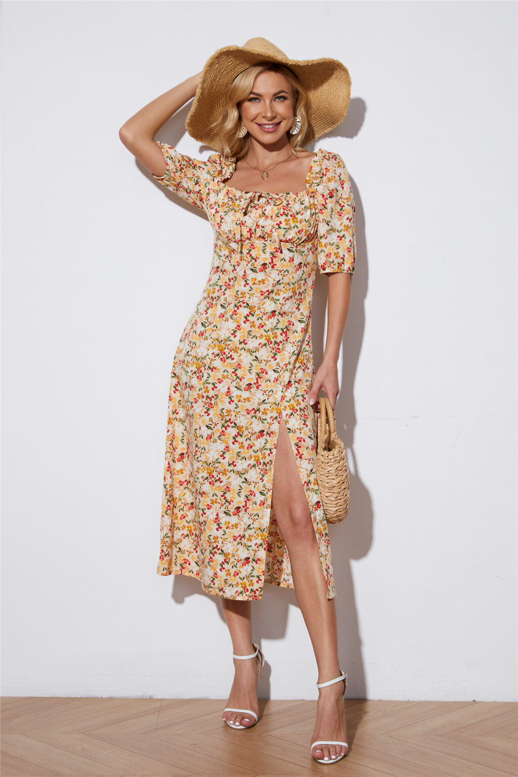 Women Printed Long Slit Dress