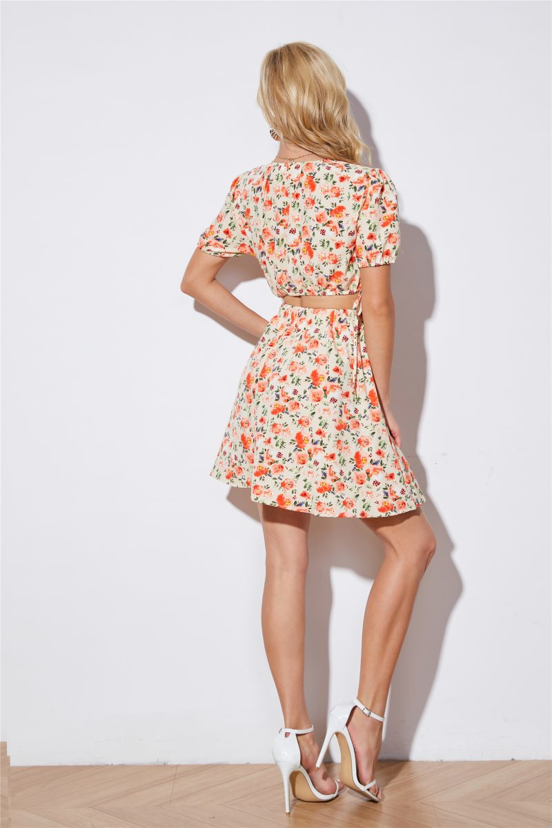 Women Faux Two Piece Floral Dress - Image 2