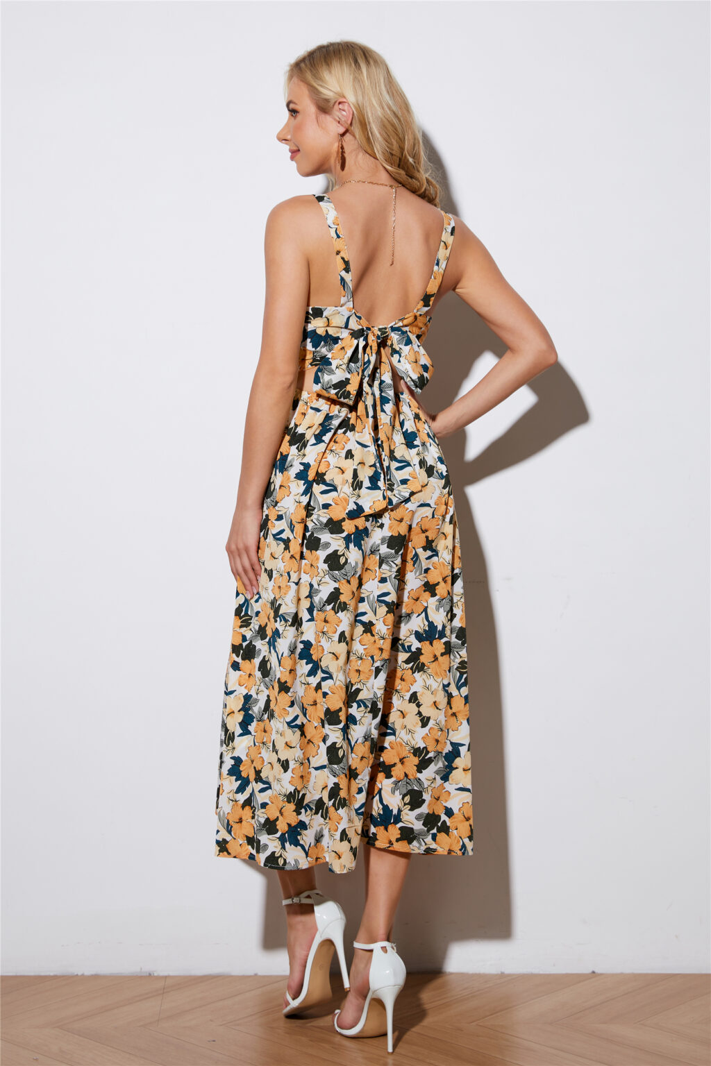 Women New Printed Long High Waist Cami Dress - Image 2