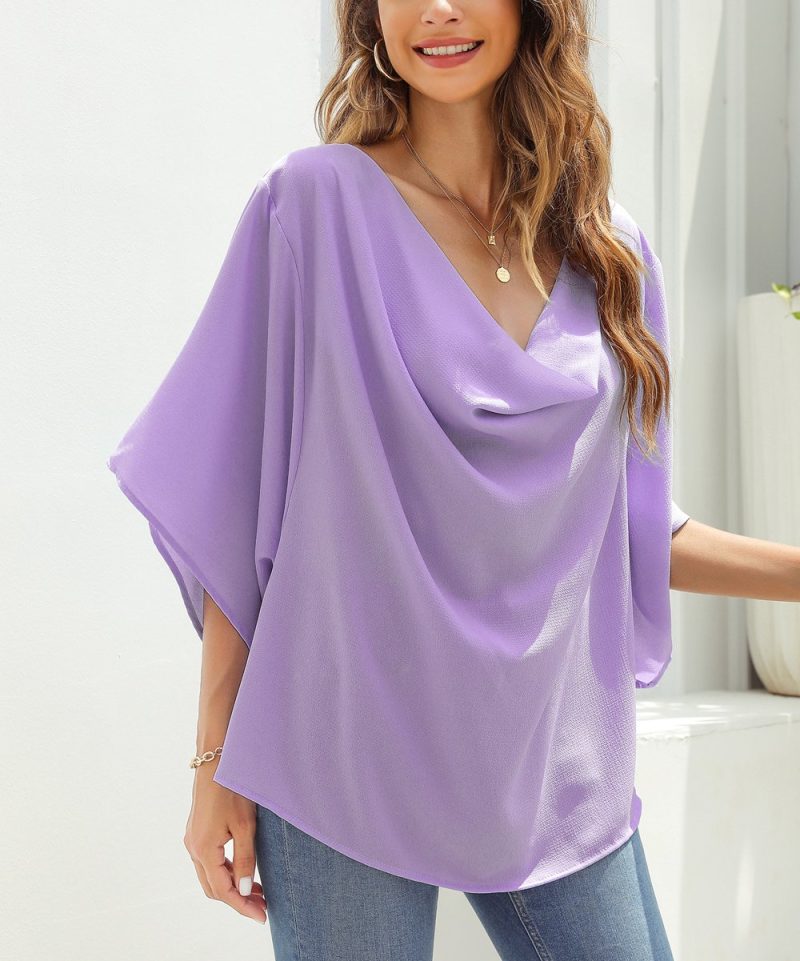Summer Women Half Sleeve Solid Color Loose Fitting Plus Size Shirt Top Women - Image 5