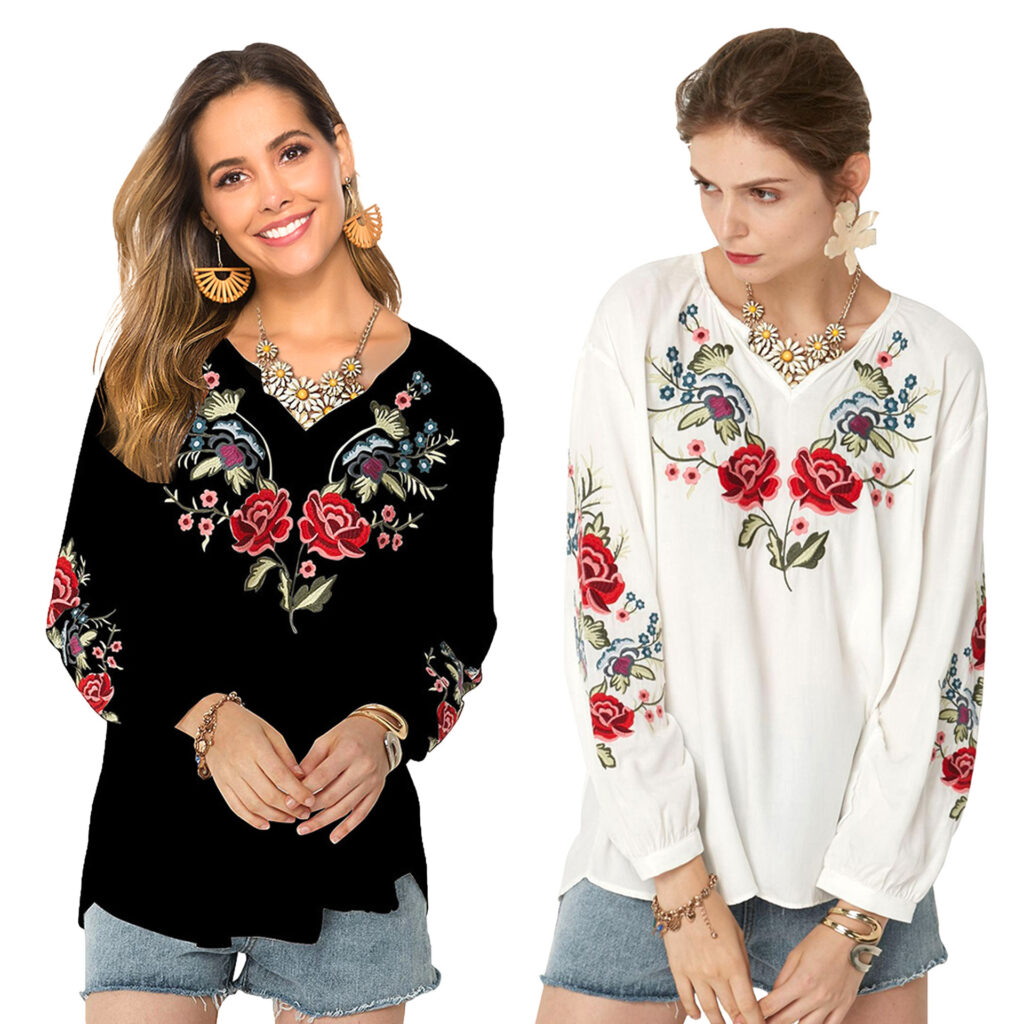 Loose Design Shirt Women Autumn Women Clothing Embroidered Shirt - Image 2