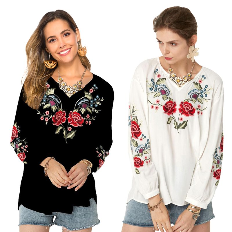 Loose Design Shirt Women Autumn Women Clothing Embroidered Shirt - Image 2