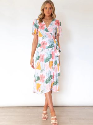 Women Summer Vacation Daily Printed V Neck Dress