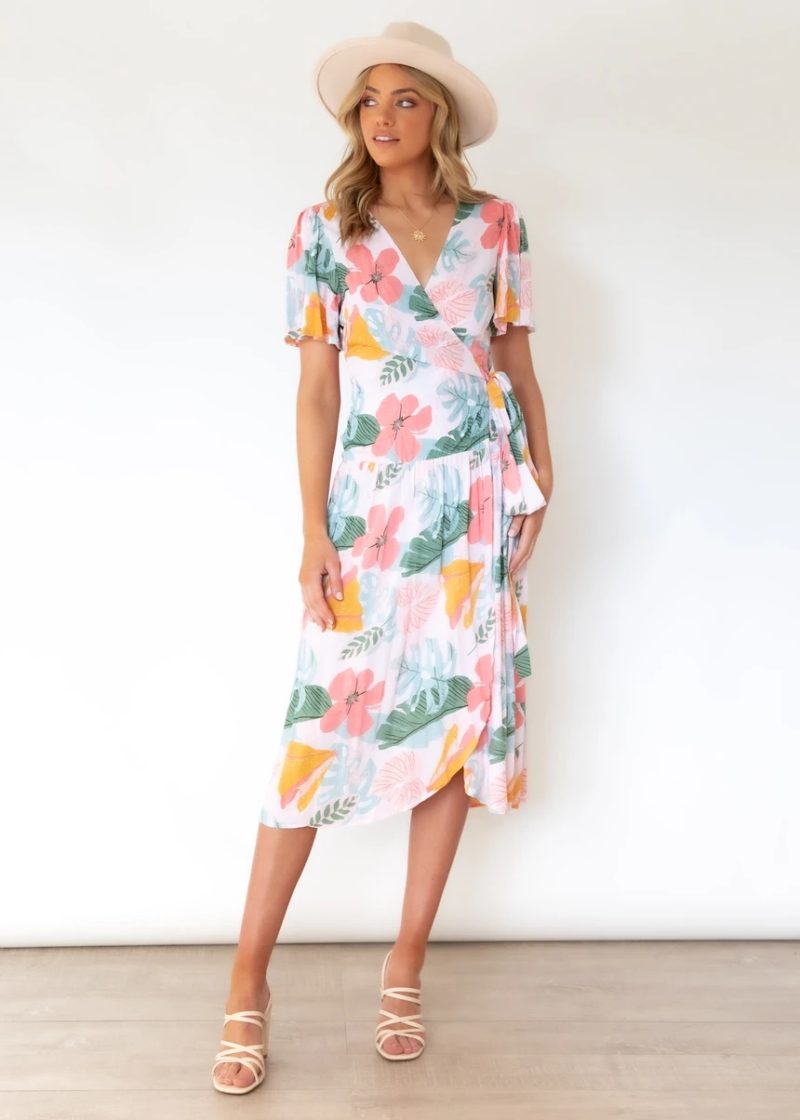 Women Summer Vacation Daily Printed V Neck Dress - Image 3