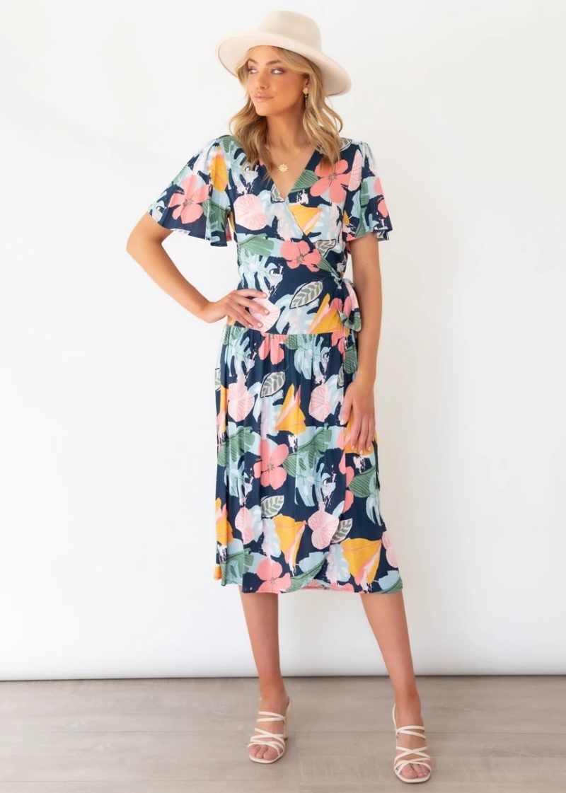 Women Summer Vacation Daily Printed V Neck Dress - Image 6