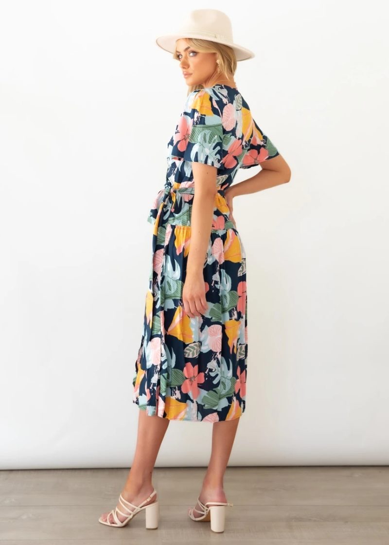 Women Summer Vacation Daily Printed V Neck Dress - Image 5