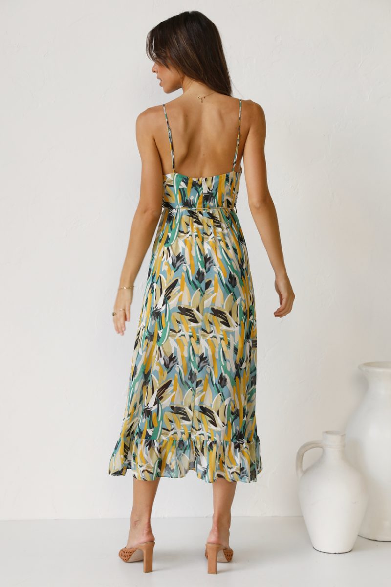 Women  New   Printed Wooden Ear Suspender Dress - Image 3