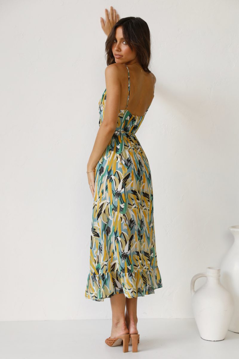 Women  New   Printed Wooden Ear Suspender Dress - Image 6