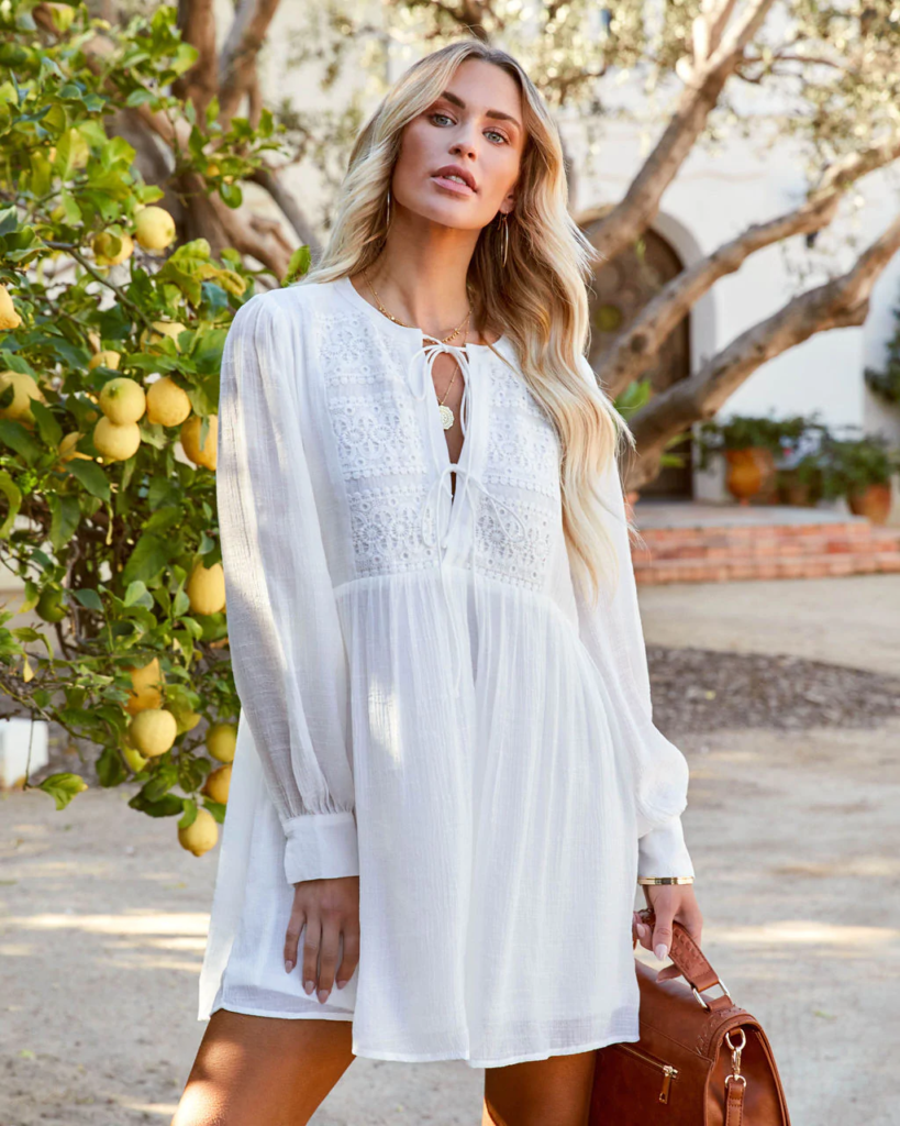 Women  Summer Vacation New Women  Lace Mosaic Strap Long Sleeve Dress