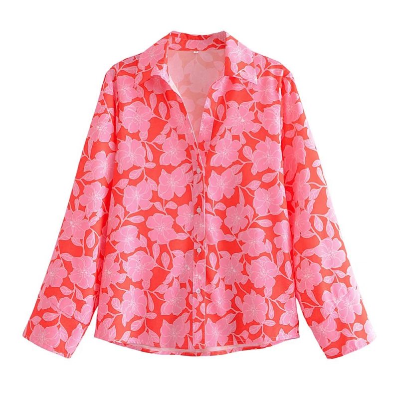 Summer Women Collared Floral Print Casual Shirts - Image 3