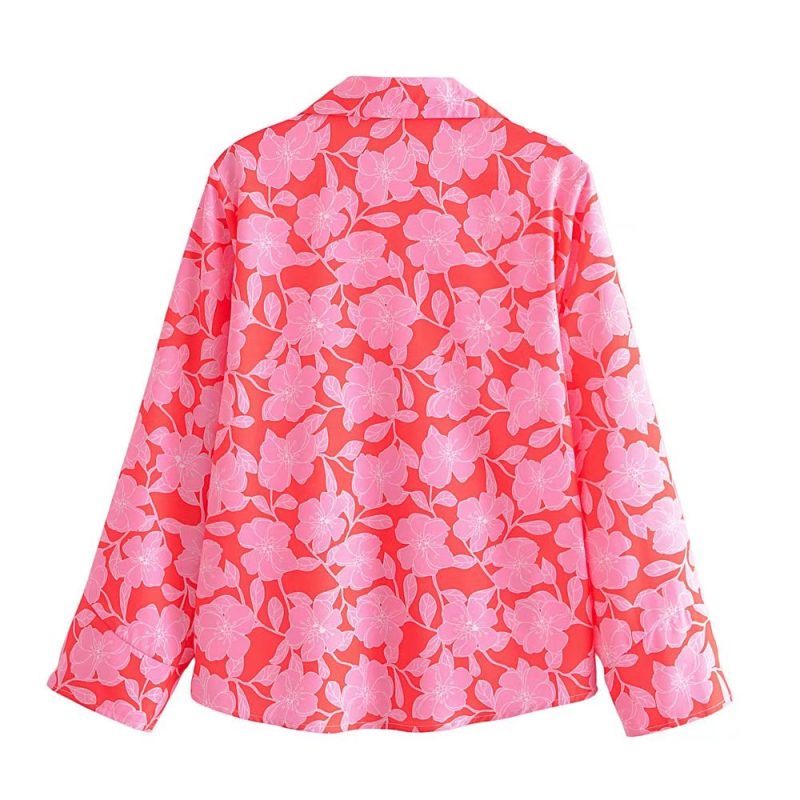 Summer Women Collared Floral Print Casual Shirts - Image 4