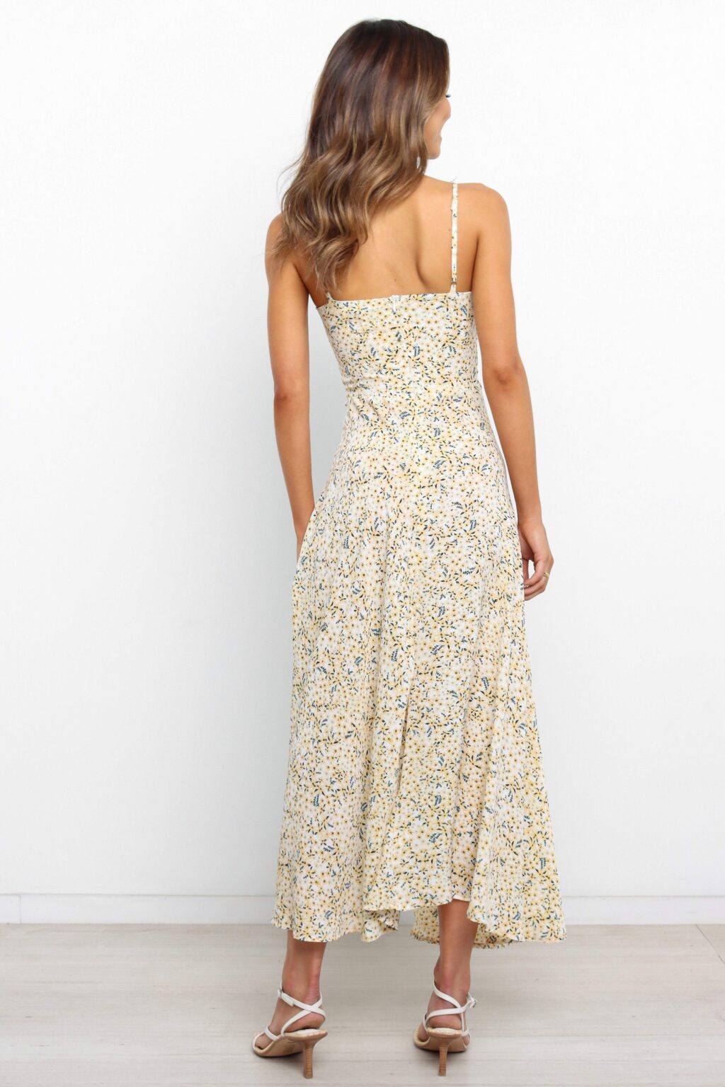 Women Summer Spile Cami Maxi Cutout V Neck Vacation High Split A Line Dress - Image 2