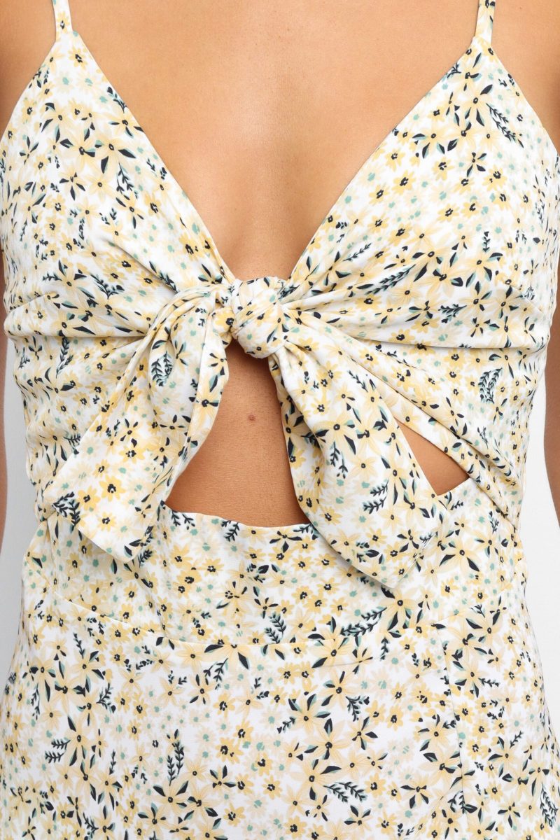 Women Summer Spile Cami Maxi Cutout V Neck Vacation High Split A Line Dress - Image 6