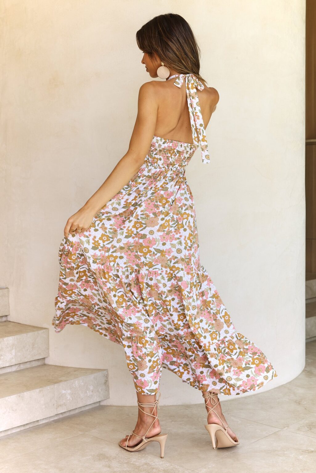 Women Summer  Vacation Halter Sleeveless Maxi Cutout A Line Dress - Image 2