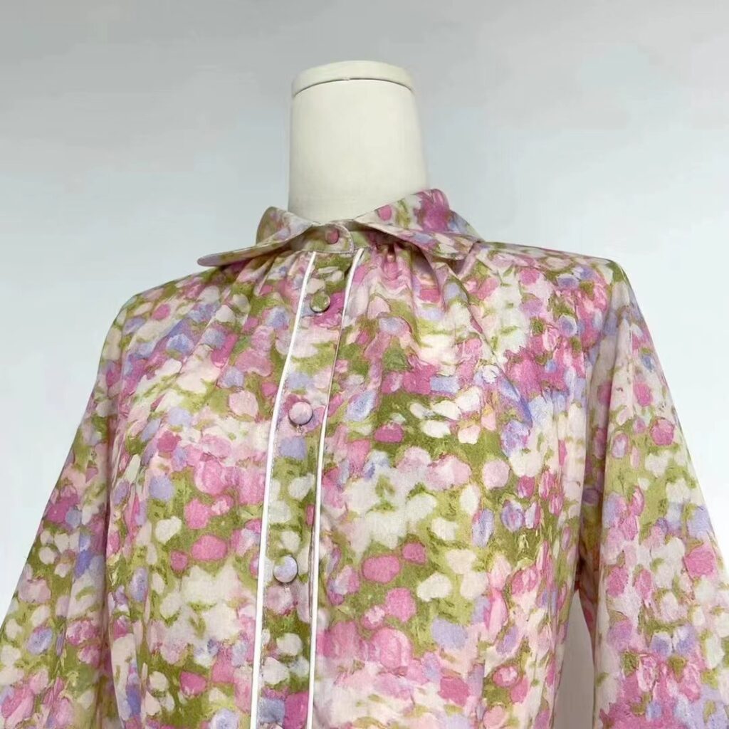 Women Spring Fall Collared Printed Long Sleeve Bohomian Elegant A Line Dress Shirt Dress Maxi Dress - Image 5